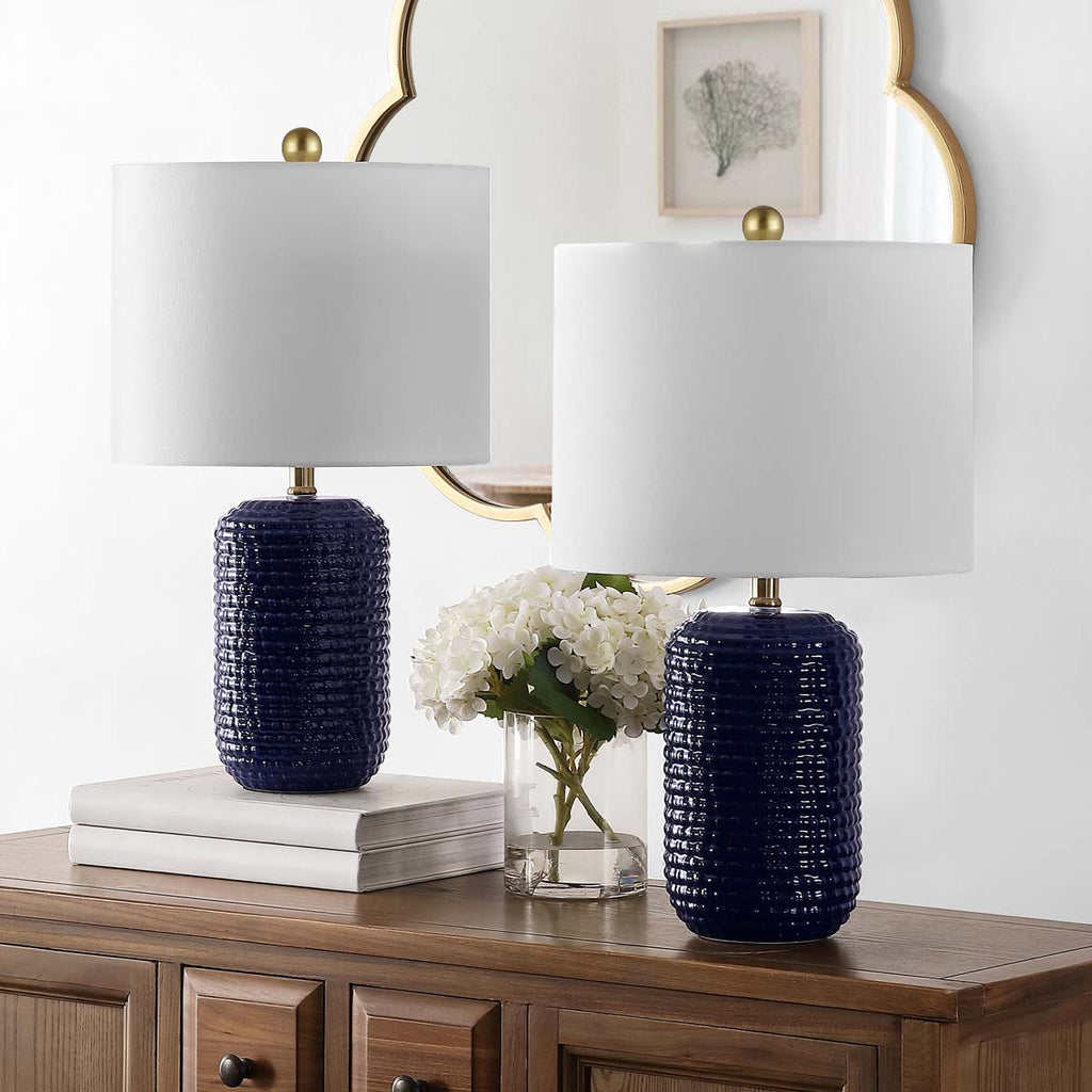 Safavieh Jace Ceramic Table Lamp-Navy Blue (Set of 2)