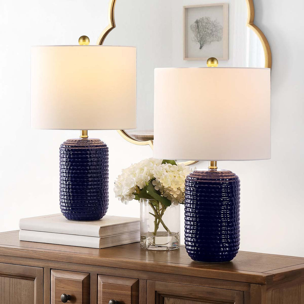 Safavieh Jace Ceramic Table Lamp-Navy Blue (Set of 2)