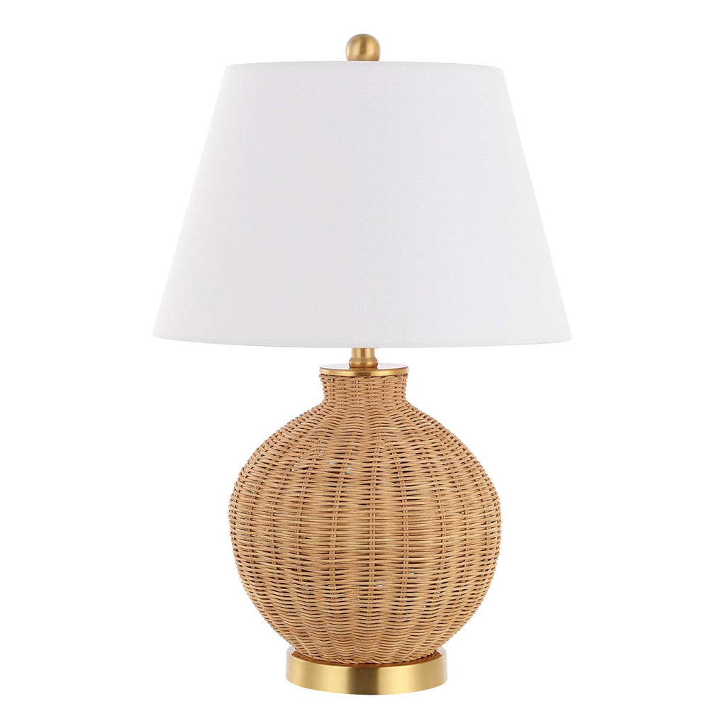 Nobuo, 23 Inch, Rattan/Iron Table Lamp  | Safavieh - TBL4466 - Natural / Brass