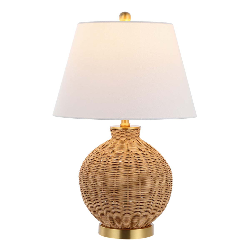 Nobuo, 23 Inch, Rattan/Iron Table Lamp  | Safavieh - TBL4466 - Natural / Brass