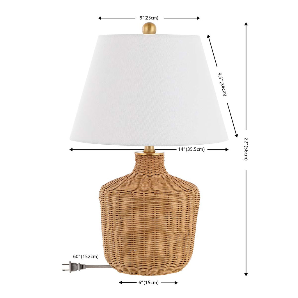 Saolia, 22 Inch, Rattan Table Lamp  | Safavieh - TBL4467 - Natural