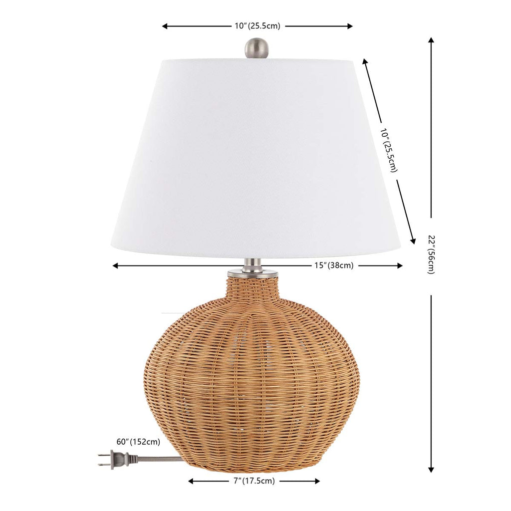 Juana, 22 Inch, Rattan Table Lamp  | Safavieh - TBL4468 - Natural