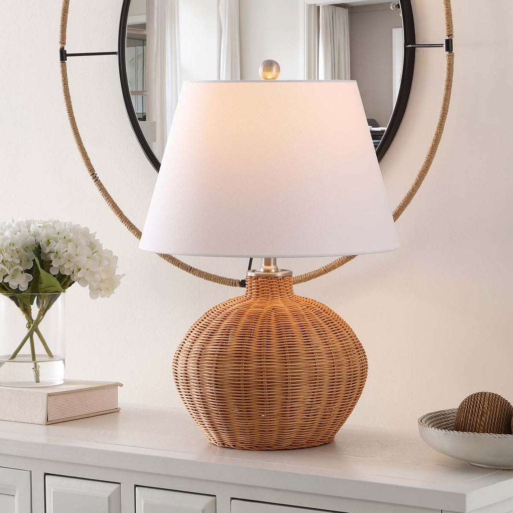 Juana, 22 Inch, Rattan Table Lamp  | Safavieh - TBL4468 - Natural