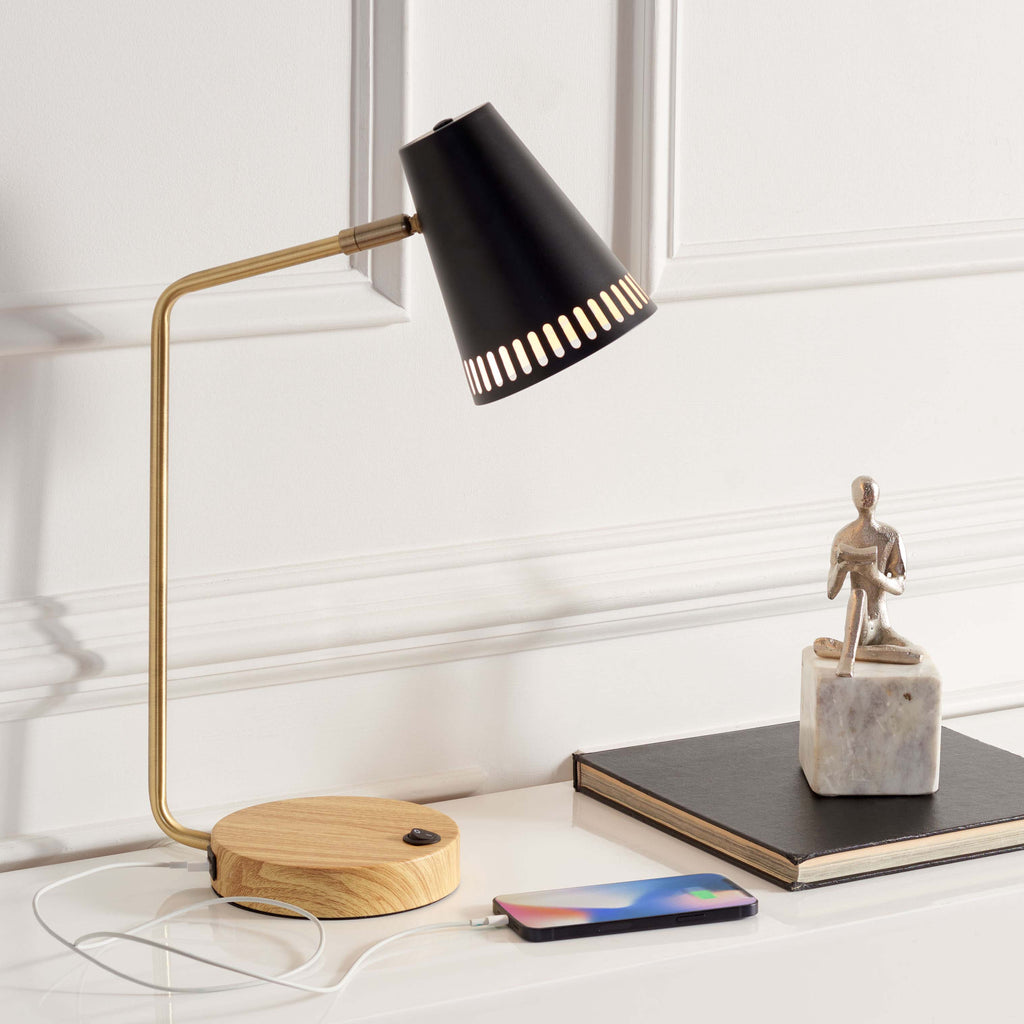 Veda Task Table Lamp | Safavieh - TBL7018 - Gold/Black