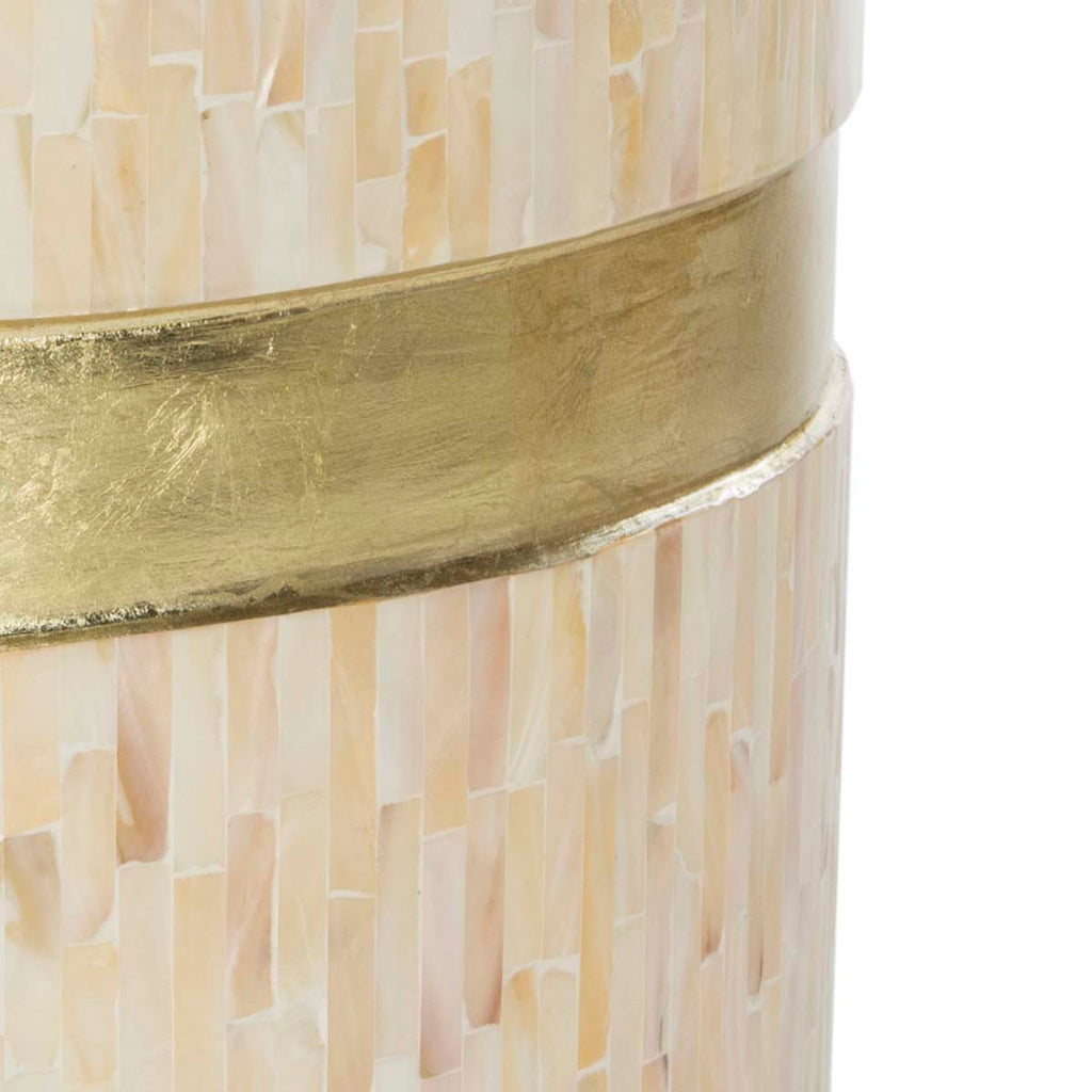 Safavieh Perla Mosaic Round Side Table - Pink Champagne / Gold