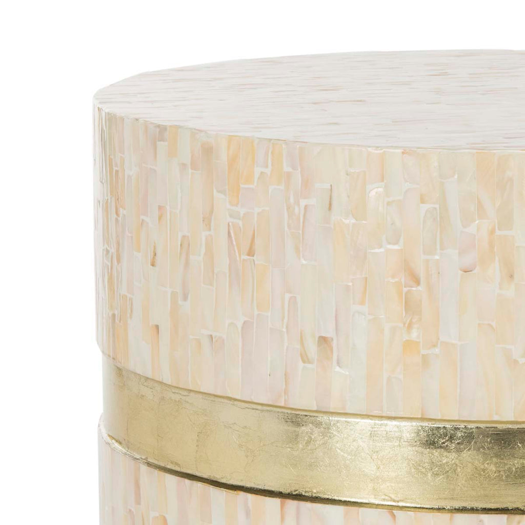 Safavieh Perla Mosaic Round Side Table - Pink Champagne / Gold