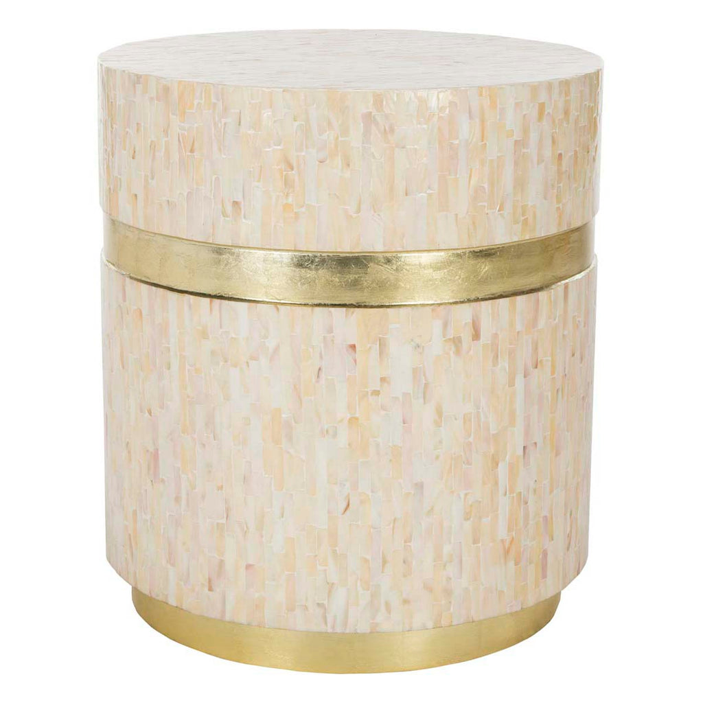 Safavieh Perla Mosaic Round Side Table - Pink Champagne / Gold