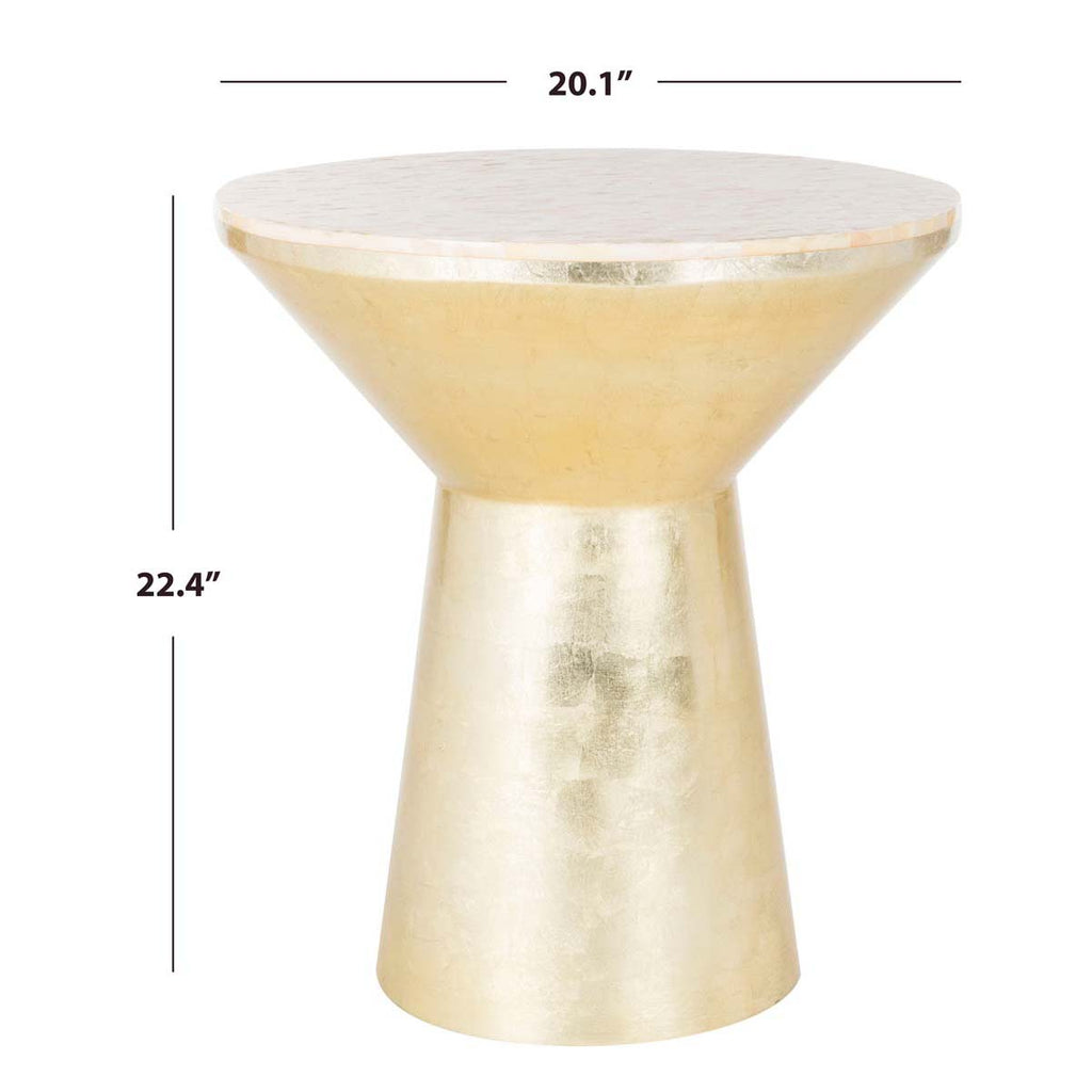 Safavieh Fae Mosaic Top Round Side Table - Pink Champagne / Gold