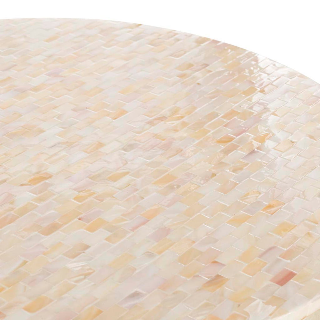 Safavieh Fae Mosaic Top Round Side Table - Pink Champagne / Gold