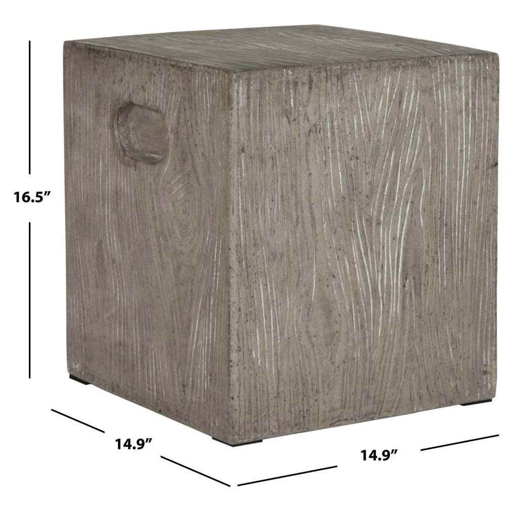 Safavieh Cube Indoor/Outdoor Modern Concrete 16.5-Inch H Accent Table - Dark Grey