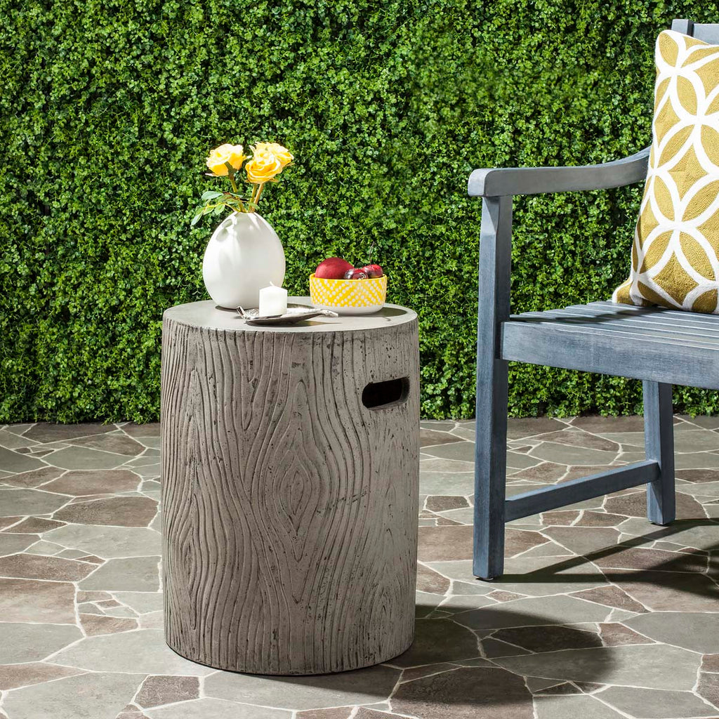 Safavieh Trunk Indoor/Outdoor Modern Concrete Round 16.5-Inch H Accent Table - Dark Grey