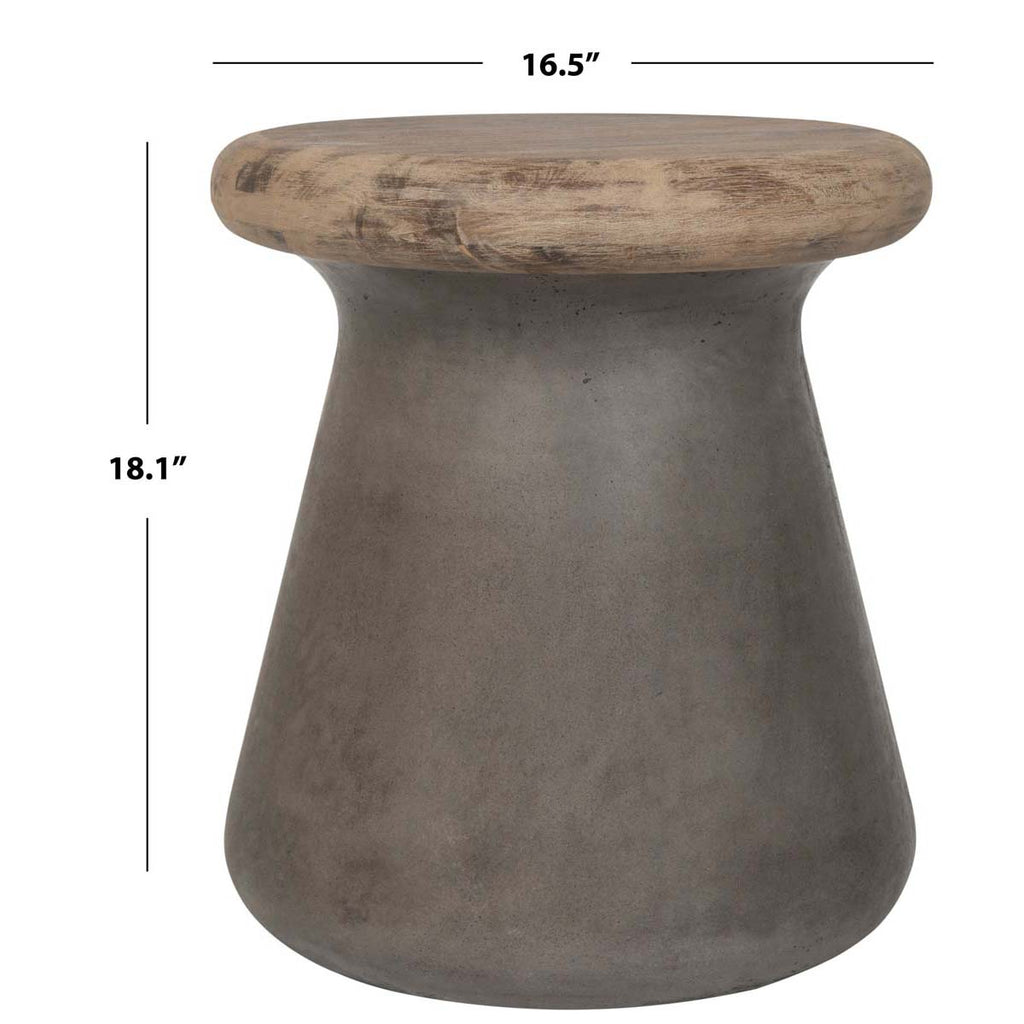 Safavieh Button Indoor/Outdoor Concrete Round Accent Table - Dark Grey