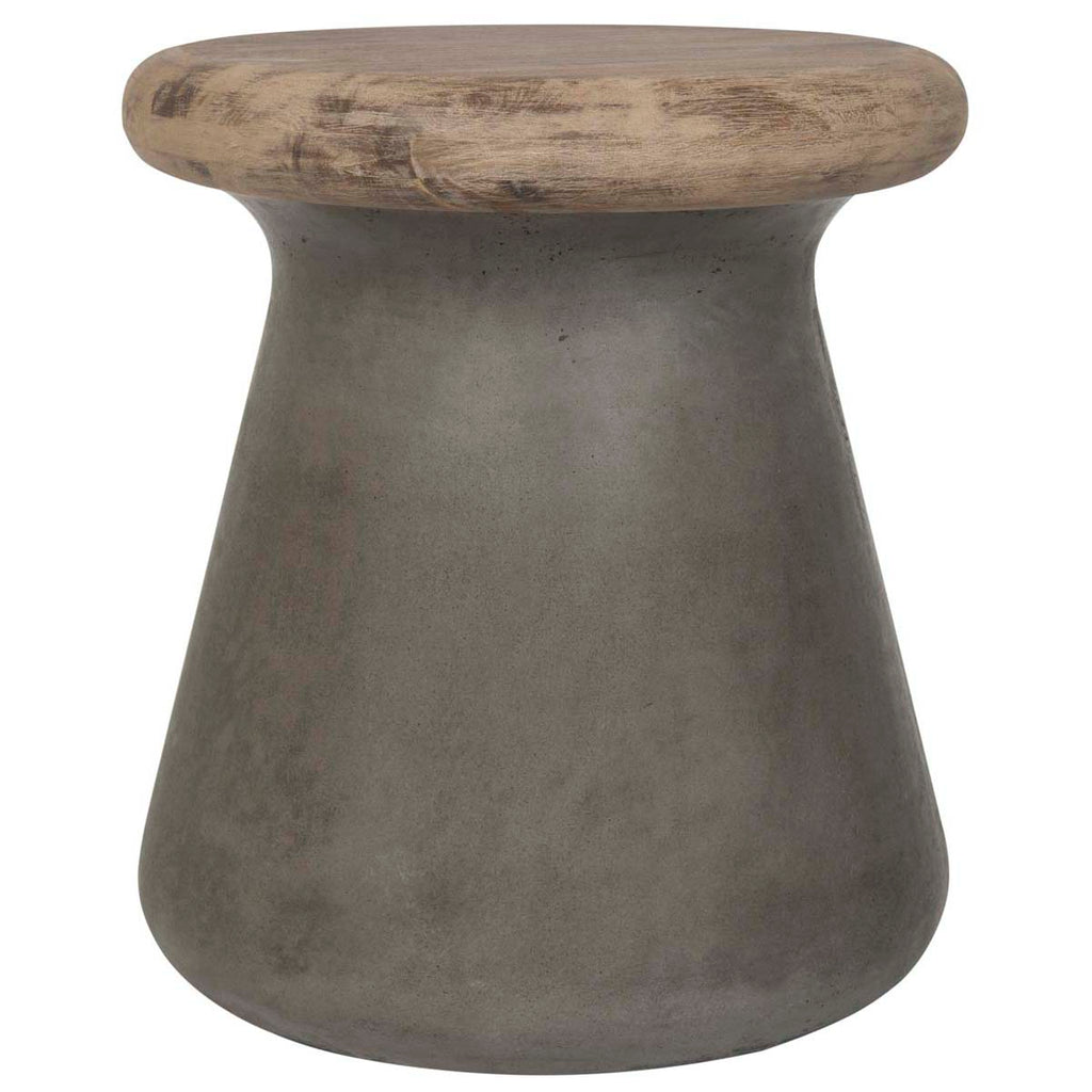 Safavieh Button Indoor/Outdoor Concrete Round Accent Table - Dark Grey