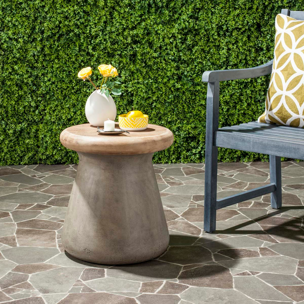 Safavieh Button Indoor/Outdoor Concrete Round Accent Table - Dark Grey