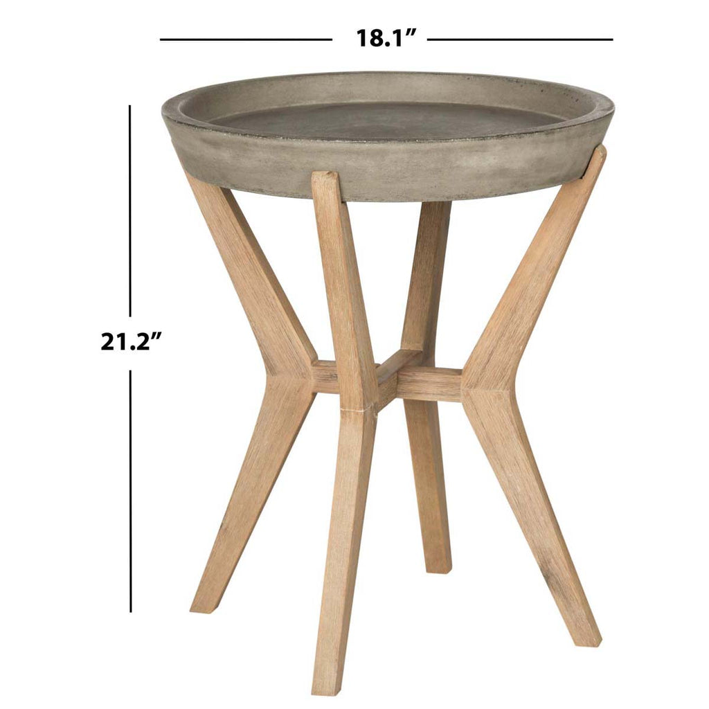 Safavieh Celeste Indoor/Outdoor Modern Concrete Round 21.2-Inch H End Table - Dark Grey