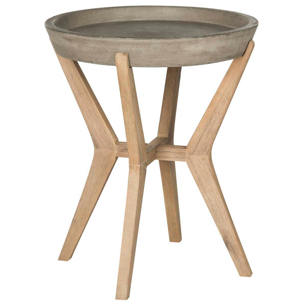 Safavieh Celeste Indoor/Outdoor Modern Concrete Round 21.2-Inch H End Table - Dark Grey