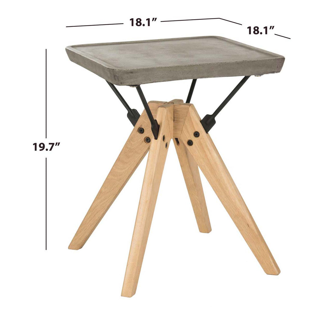 Safavieh Marcio Indoor/Outdoor Modern Concrete 19.69-Inch H Side Table - Dark Grey