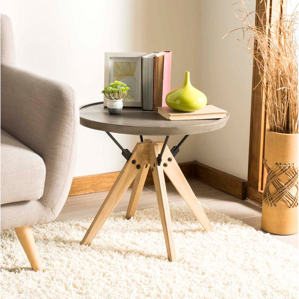 Safavieh Farmond Indoor/Outdoor Modern Concrete 19.69-Inch H Side Table - Dark Grey