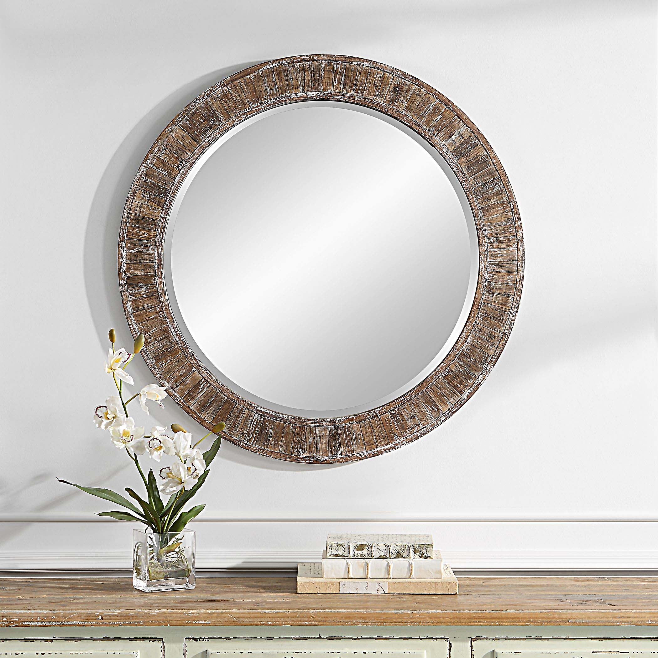 Home Decor Mirror - Strips Of Weathered Pine