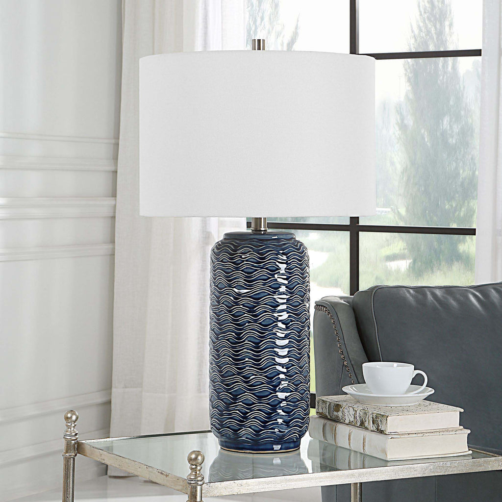 Home Decor Table Lamp Blue Ceramic Base