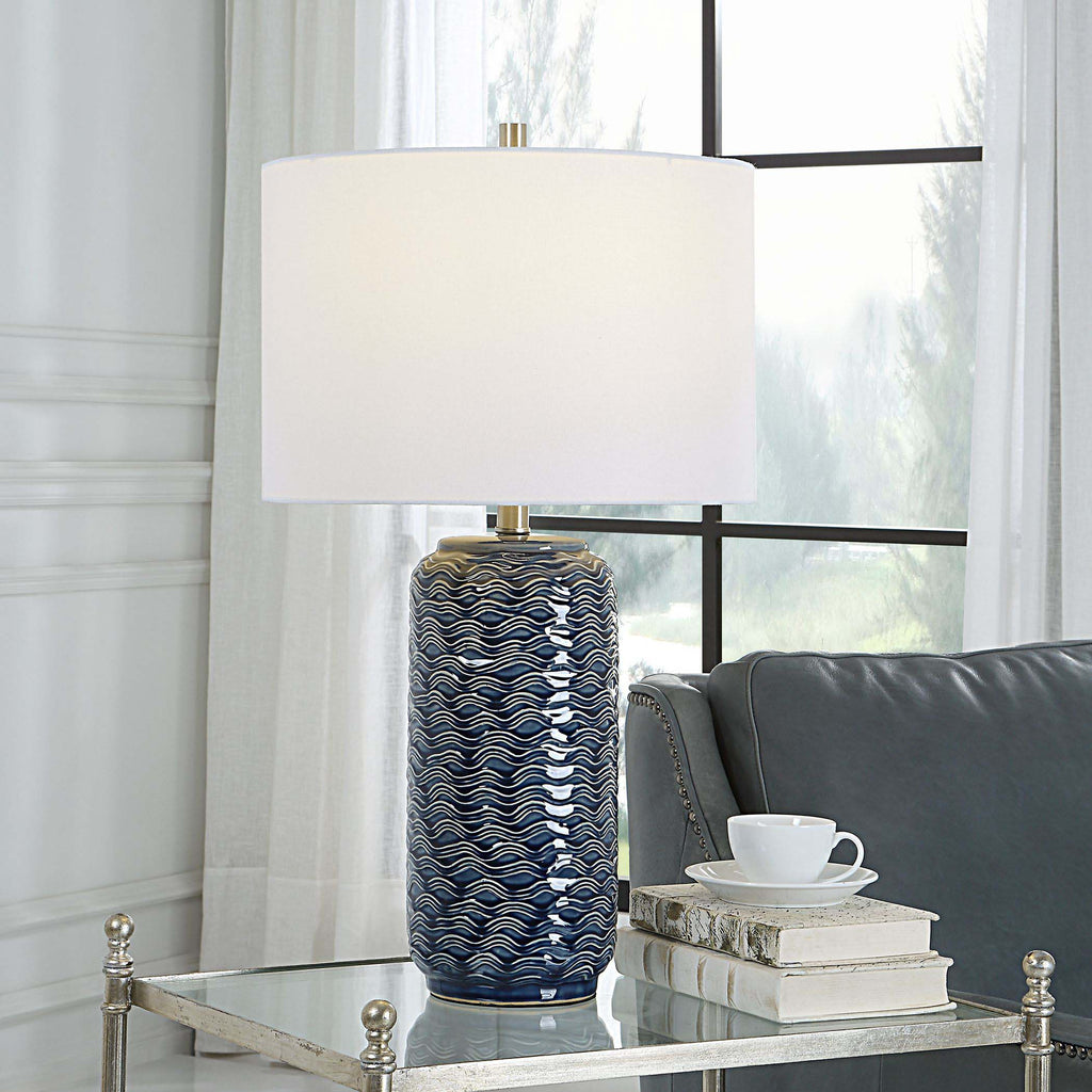 Home Decor Table Lamp Blue Ceramic Base