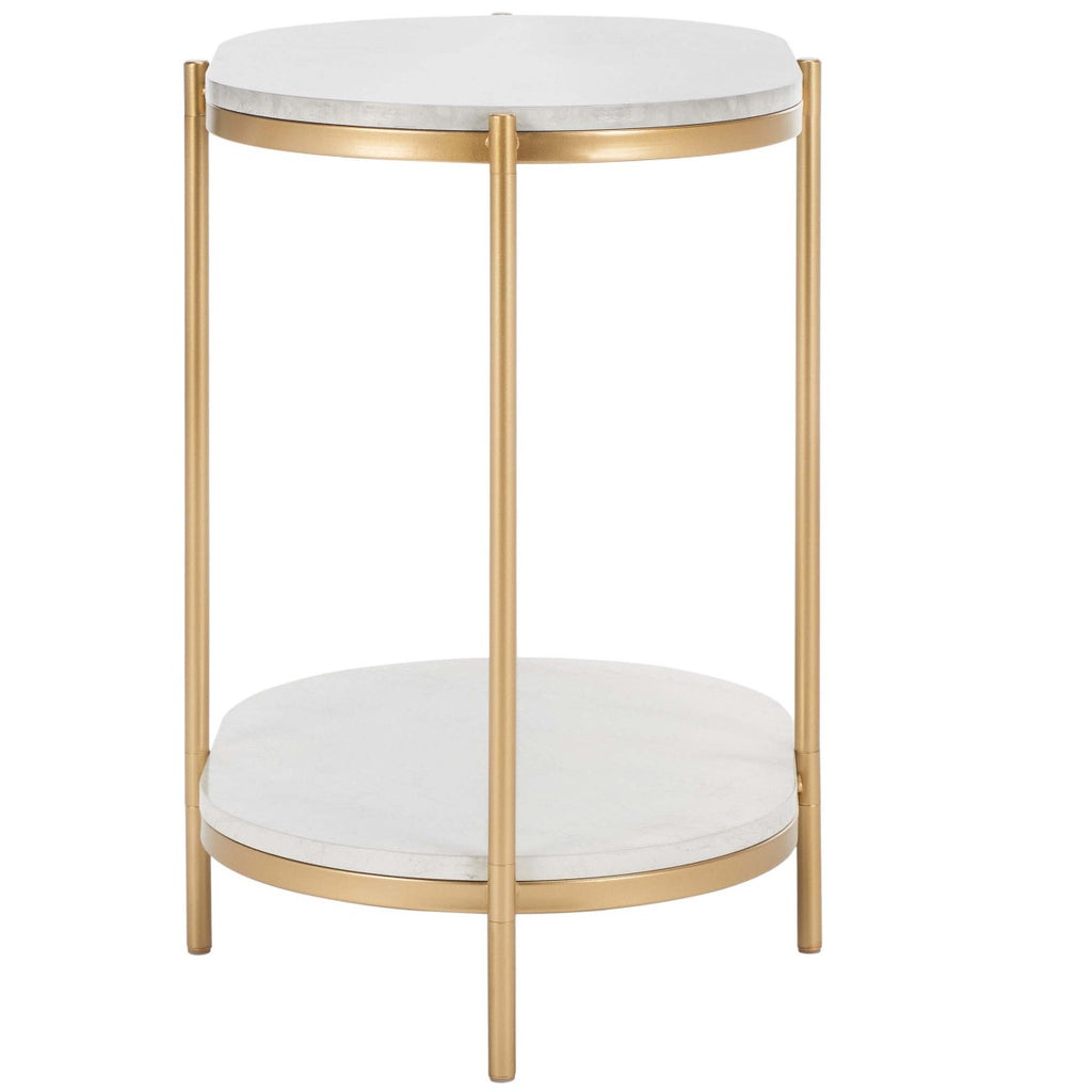 Safavieh Dove End Table  - White Faux Marble  / Gold