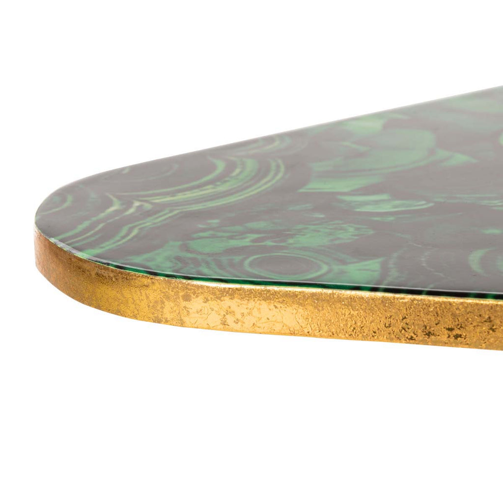 Safavieh Zamara Faux Agate Side Table - Malachite Green / Gold