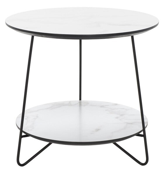 Safavieh Avani Round Side Table - White/Black