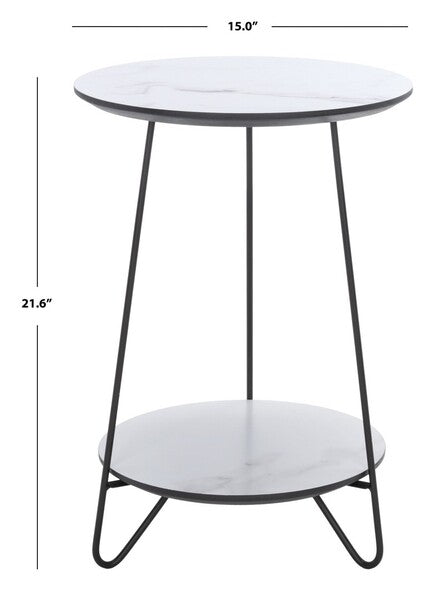 Safavieh Avaline Round Side Table - White/Black