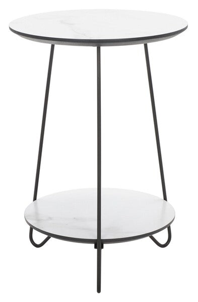 Safavieh Avaline Round Side Table - White/Black