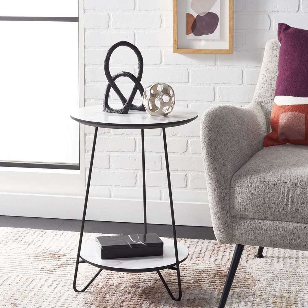 Safavieh Avaline Round Side Table - White/Black