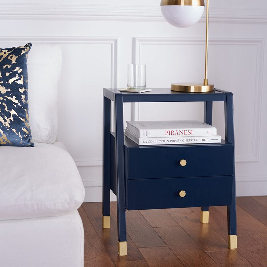 Safavieh Cove 2 Drawer 1 Shelf Accent Table - Navy / Gold