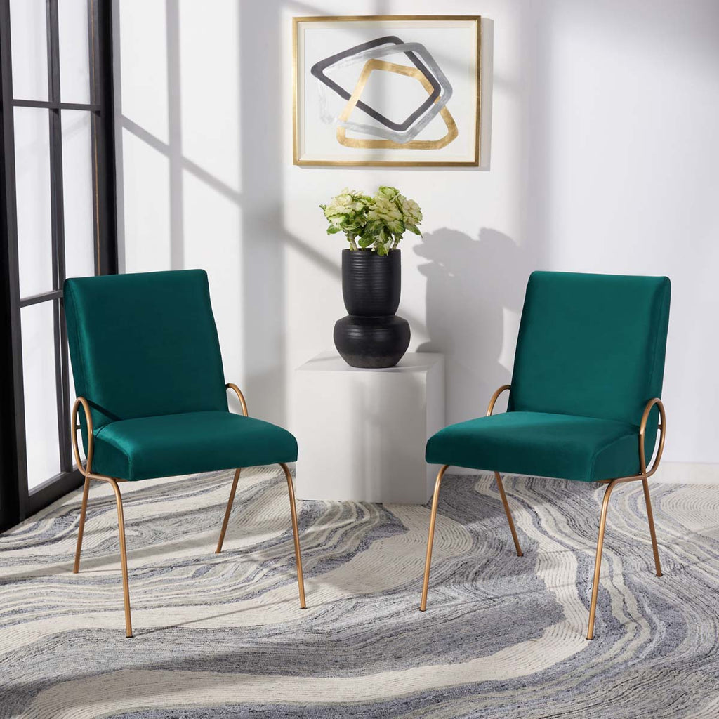 Safavieh Fanlia Side Chair - Emerald / Gold (Set of 2)