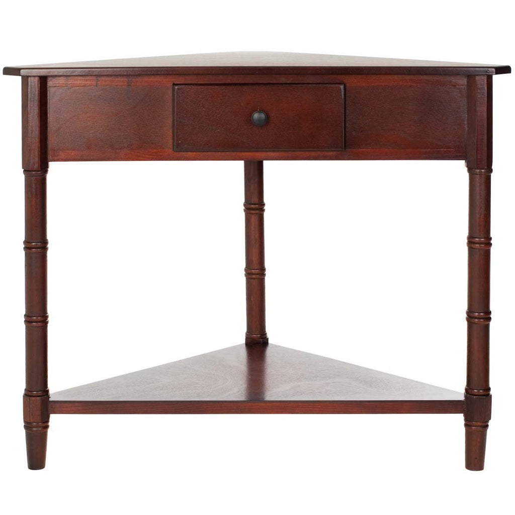 Safavieh Gomez Corner Table With Storage Drawer - Dark Cherry