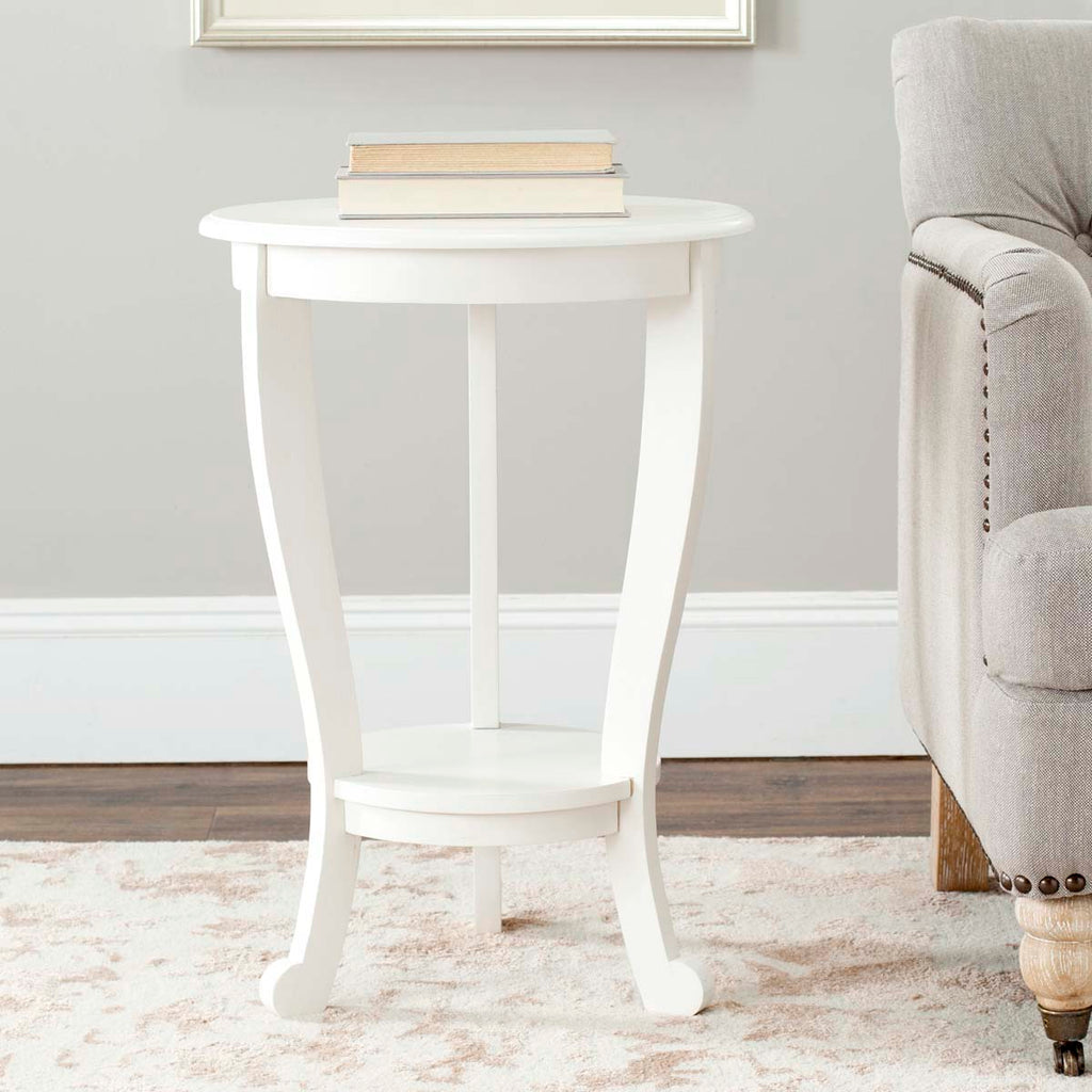 Safavieh Mary Pedestal Side Table - Distressed Cream