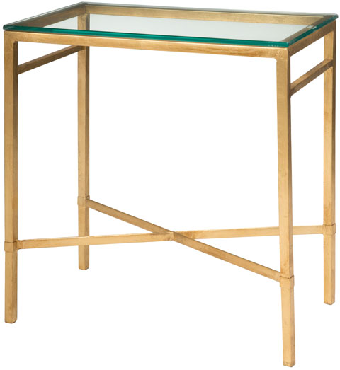 Safavieh Couture Viggo Antique Gold Glass Side Table - Gold / Glass