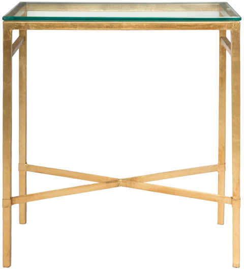 Safavieh Couture Viggo Antique Gold Glass Side Table - Gold / Glass