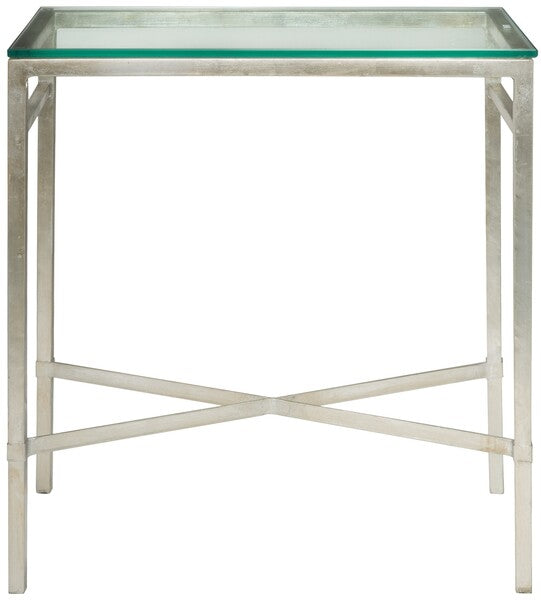 Safavieh Couture Viggo Antique Silver Glass Side Table - Silver / Glass