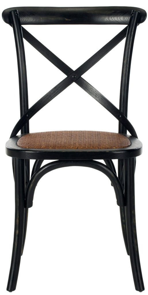 Safavieh Franklin 18''H X Back Farmhouse Chair - Antique Black (Set of 2)