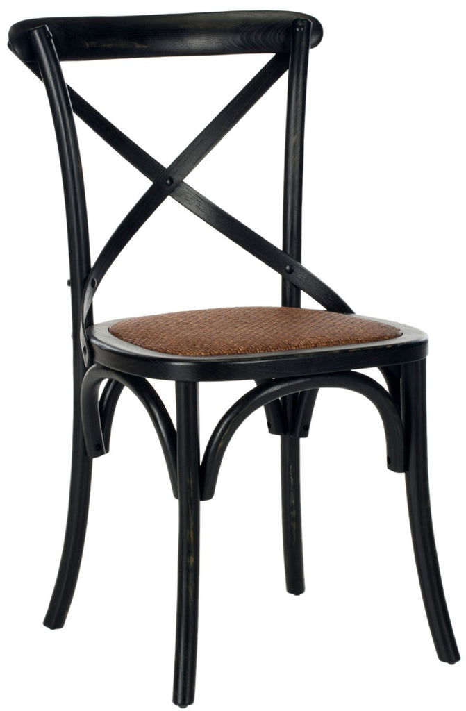 Safavieh Franklin 18''H X Back Farmhouse Chair - Antique Black (Set of 2)