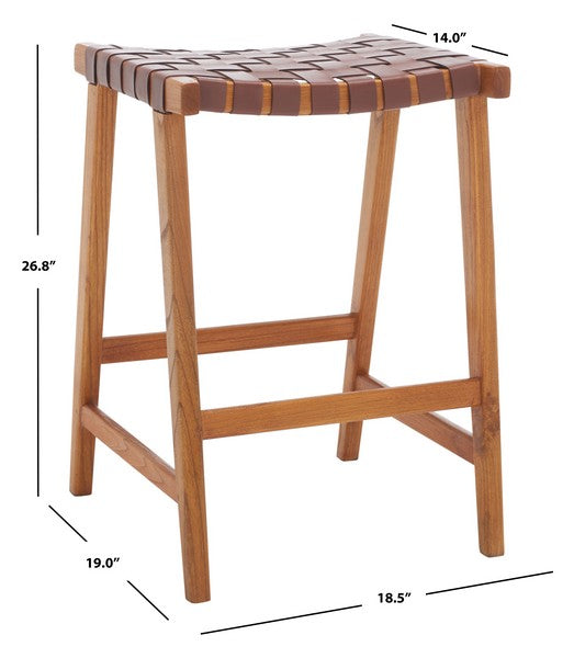 Safavieh Abreu Rectangle Counter Stool - Cognac / Natural