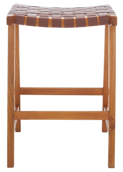 Safavieh Abreu Rectangle Counter Stool - Cognac / Natural