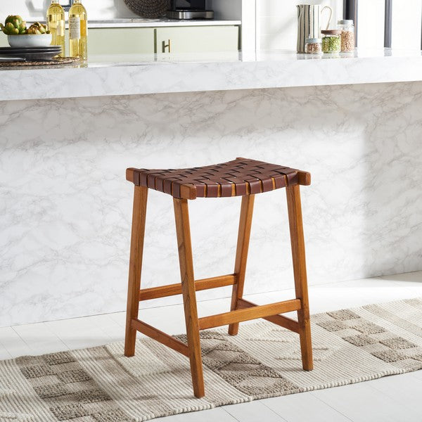 Safavieh Abreu Rectangle Counter Stool - Cognac / Natural