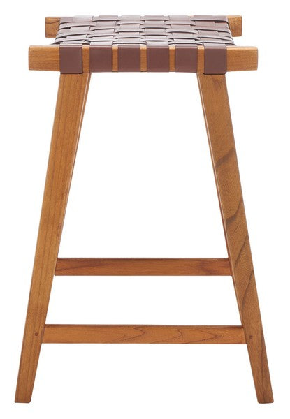 Safavieh Abreu Rectangle Counter Stool - Cognac / Natural