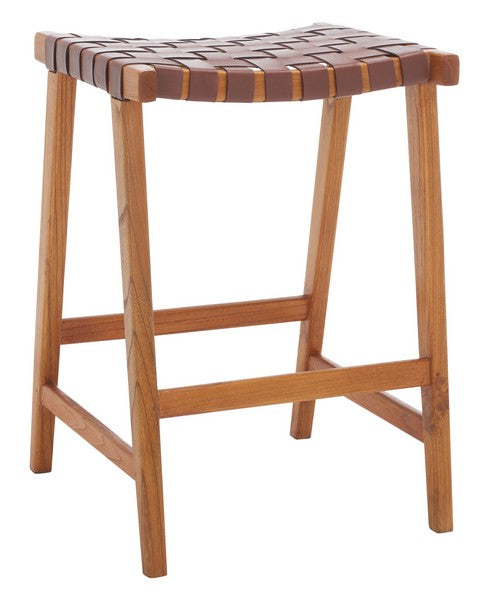 Safavieh Abreu Rectangle Counter Stool - Cognac / Natural