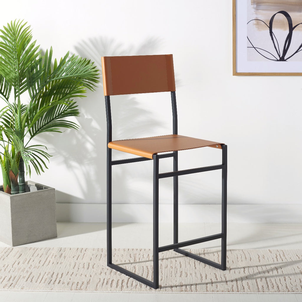 Safavieh Layne Counter Stool - Cognac / Black