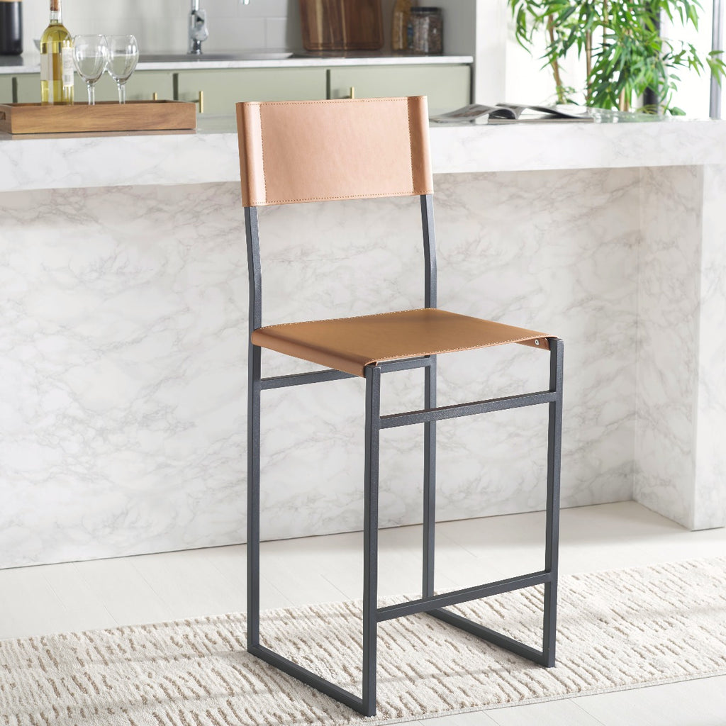 Safavieh Layne Counter Stool - Cognac / Black