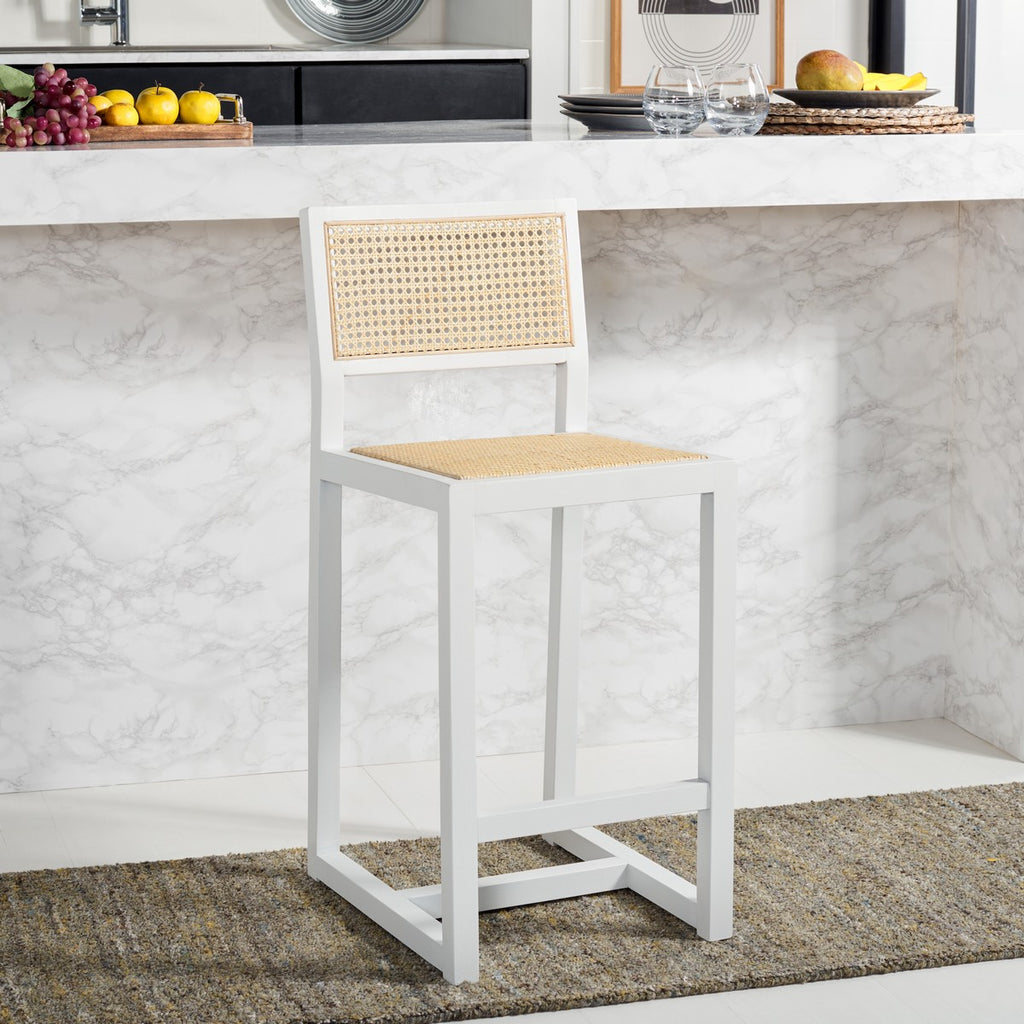 Safavieh Seika Rattan Counter Stool - White / Natural