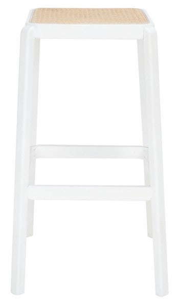 Safavieh Silus Backless Cane Bar Stool - White / Natural