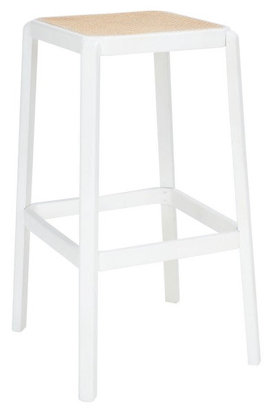 Safavieh Silus Backless Cane Bar Stool - White / Natural